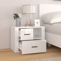 Comodino Bianco Lucido 60x36x45 cm in Legno ingegnerizzato