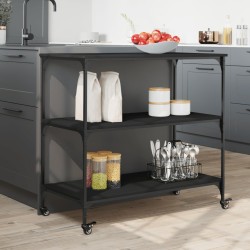 vidaXL Carrello da Cucina Nero 102x50x95 cm in Legno Multistrato