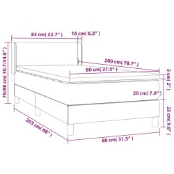 vidaXL Giroletto a Molle con Materasso Marrone Scuro 80x200 cm Tessuto