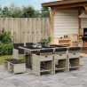 vidaXL Set Pranzo Giardino 11pz con Cuscini Grigio Chiaro Polyrattan