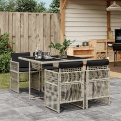 vidaXL Set Pranzo da Giardino 5pz con Cuscini Grigio Chiaro Polyrattan