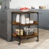 vidaXL Carrello da Cucina Rovere Fumo 60x41x80,5 cm Legno Multistrato