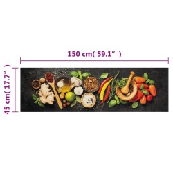 vidaXL Tappeto da Cucina Lavabile Spezie 45x150 cm Velluto