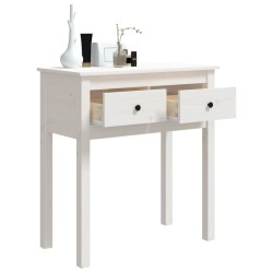 Tavolo Consolle Bianco 70x35x75 cm in Legno Massello di Pino