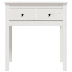 Tavolo Consolle Bianco 70x35x75 cm in Legno Massello di Pino