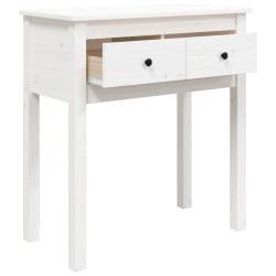 Tavolo Consolle Bianco 70x35x75 cm in Legno Massello di Pino