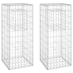 vidaXL Cesti a Gabbione a Torre 2 pz 40x40x100 cm in Ferro