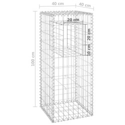 vidaXL Cesti a Gabbione a Torre 2 pz 40x40x100 cm in Ferro