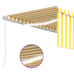 vidaXL Tenda Sole Retrattile Manuale Parasole e LED 4x3m Gialla Bianca