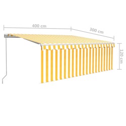 vidaXL Tenda Sole Retrattile Manuale Parasole e LED 4x3m Gialla Bianca