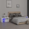 vidaXL Comodini 2 pz con Luci a LED Bianco Lucido 70x36,5x40 cm