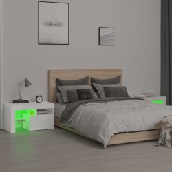 vidaXL Comodini 2 pz con Luci a LED Bianco Lucido 70x36,5x40 cm