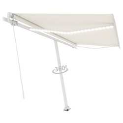 vidaXL Tenda da Sole Retrattile Manuale con LED 400x300 cm Crema