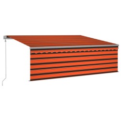   Tenda Automatica Parasole Sensore Vento LED 4x3m ArancioMarrone