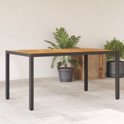 vidaXL Tavolo Giardino Piano Legno Acacia Nero 150x90x75 cm Polyrattan