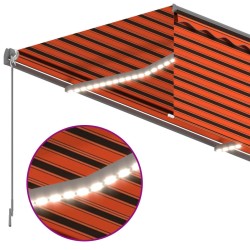   Tenda Automatica Parasole Sensore Vento LED 4x3m ArancioMarrone