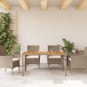 vidaXL Tavolo da Giardino Beige 150x90x75 cm in Polyrattan e Acacia