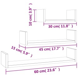 vidaXL Mensole Espositive da Parete 3 pz Rovere Fumo Legno ingegnerizzato