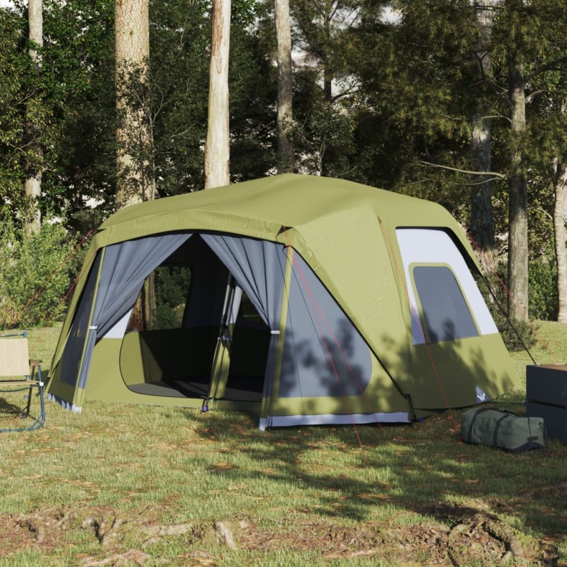 vidaXL Tenda da Campeggio per 10 Persone Verde Impermeabile