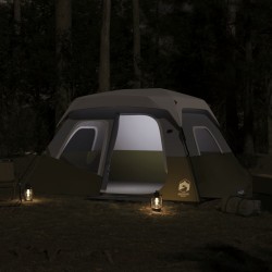 vidaXL Tenda da Campeggio con LED 6 Persone Verde Chiaro