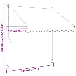 vidaXL Tenda da Sole Retrattile Crema 200x150 cm in Tessuto e Acciaio