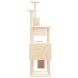 Albero per Gatti con Tiragraffi in Sisal Crema 168 cm