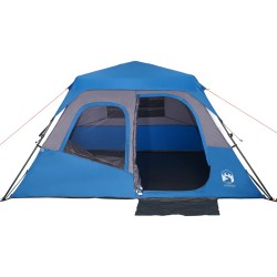 vidaXL Tenda da Campeggio per 6 Persone Blu Impermeabile