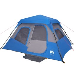 vidaXL Tenda da Campeggio per 6 Persone Blu Impermeabile