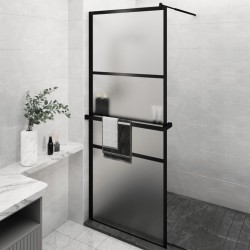 Parete Doccia Walk in Mensola Nera 80x195cm Vetro ESG Alluminio