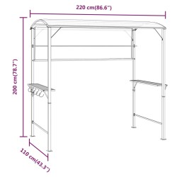 Gazebo con Tetto 220x110x200 cm Crema