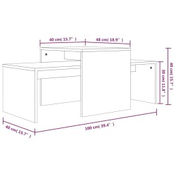 vidaXL Set Tavolini Salotto Rovere Fumo 100x48x40 cm Legno ingegnerizzato