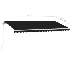 vidaXL Tenda da Sole Retrattile Manuale con LED 400x300 cm Antracite