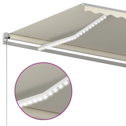 vidaXL Tenda da Sole Retrattile Manuale con LED 400x300 cm Crema