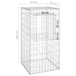 vidaXL Cesto a Gabbione a Torre 50x50x100 cm in Ferro