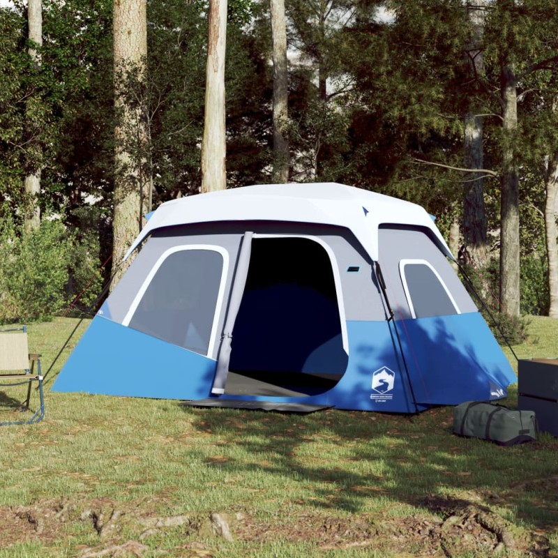 vidaXL Tenda da Campeggio con LED 6 Persone Azzurro