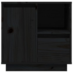 vidaXL Comodino Nero 50x34x50 cm in Legno Massello di Pino