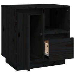 vidaXL Comodino Nero 50x34x50 cm in Legno Massello di Pino