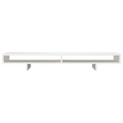 Supporto per Monitor Bianco 100x27x14 cm Legno Massello di Pino