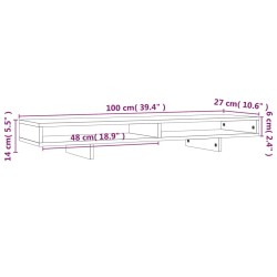 Supporto per Monitor Bianco 100x27x14 cm Legno Massello di Pino