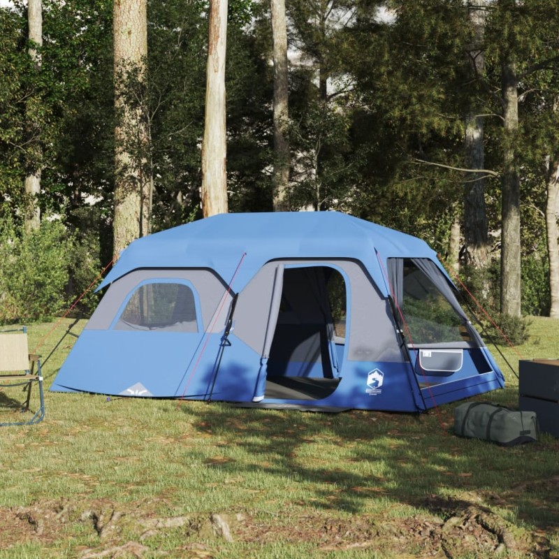 vidaXL Tenda da Campeggio per 9 Persone Blu Impermeabile