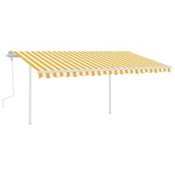 vidaXL Tenda da Sole Retrattile Manuale con LED 4x3 m Gialla e Bianca