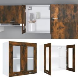 vidaXL Pensile in Vetro Rovere Fumo 60x31x60 cm Legno ingegnerizzato