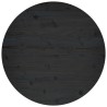 Piano Tavolo Nero Ø80x2,5 cm in Legno Massello di Pino