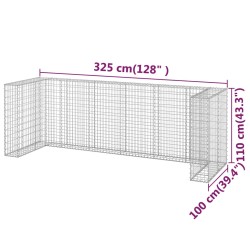 vidaXL Gabbione per Bidoni in Acciaio Zincato 325x100x110 cm