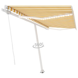 vidaXL Tenda da Sole Retrattile Manuale e LED 400x300cm Gialla Bianca