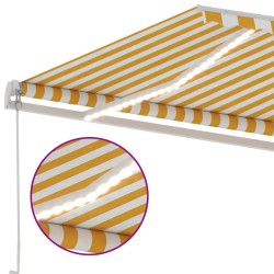 vidaXL Tenda da Sole Retrattile Manuale e LED 400x300cm Gialla Bianca