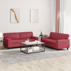 vidaXL Set di Divani 2 pz Rosso Vino in Similpelle