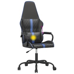 vidaXL Sedia da Gaming Massaggiante Blu e Nero in Similpelle