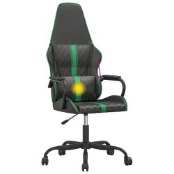 vidaXL Sedia da Gaming Massaggiante Verde e Nera in Similpelle