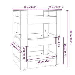 vidaXL Carrello da Cucina bianco lucido 60x45x80 cm Legno ingegnerizzato